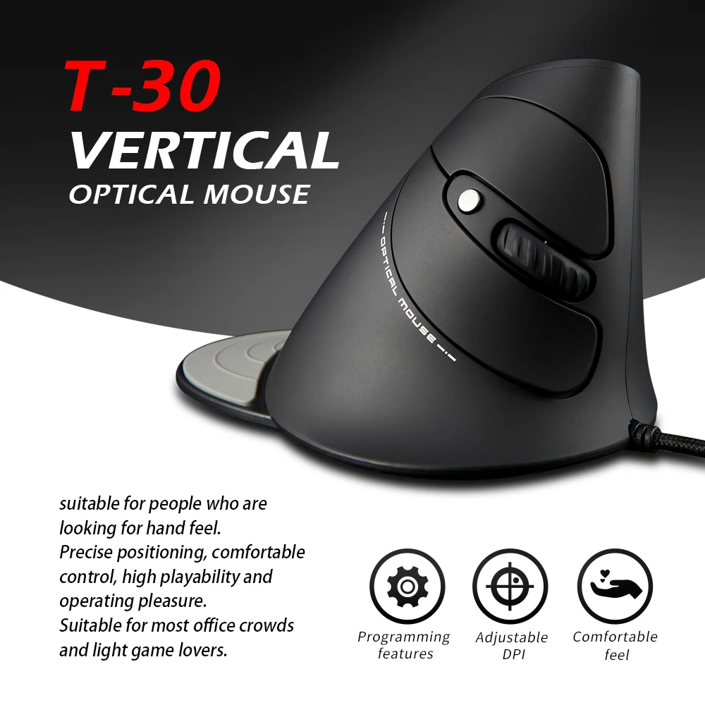 T-30 Ergonomic Vertical Wired Mouse, 6 Buttons Adjustable DPI Optical Gaming Mouse with Detachable Palm Rest, for PC Laptop.
T-30 Ergonomic Vertical Wired Mouse, 6 Buttons Adjustable DPI Optical Gaming Mouse with Detachable Palm Rest, for PC Laptop.