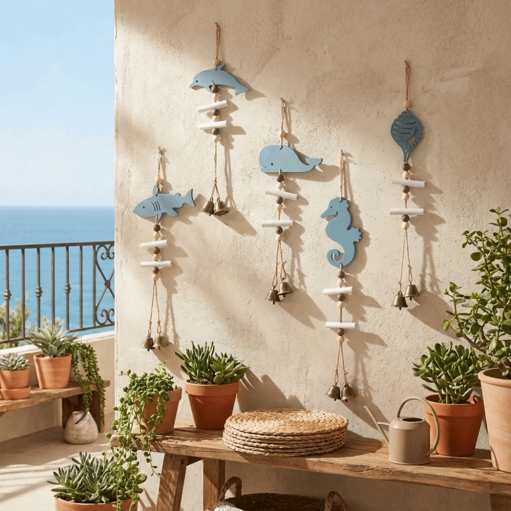 Mediterranean Style Wooden Ocean Pendants Ocean Themed Marine Animals Dolphin Wind Chimes with Bell Starfish Wall Hanging
Mediterranean Style Wooden Ocean Pendants Ocean Themed Marine Animals Dolphin Wind Chimes with Bell Starfish Wall Hanging