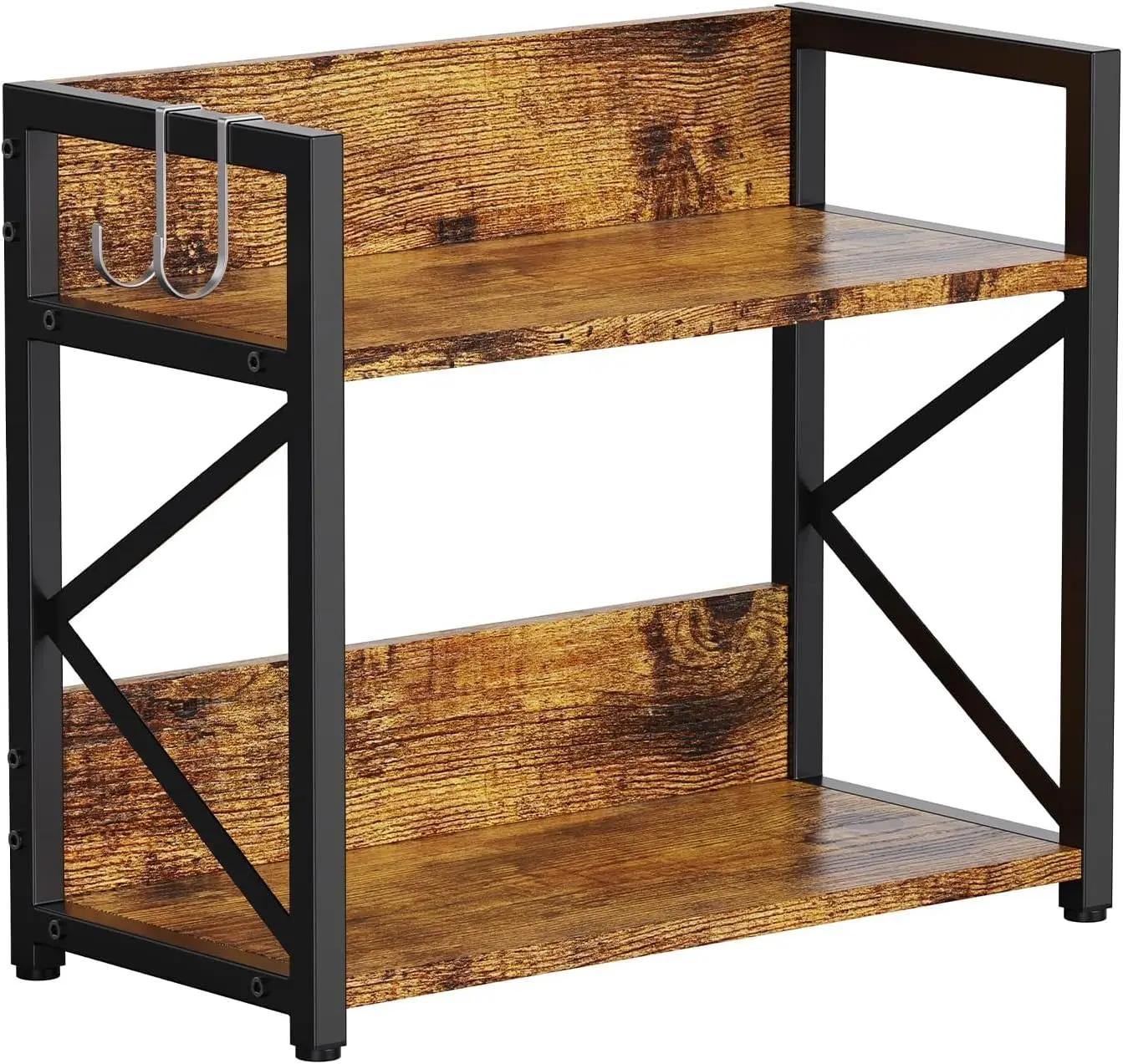 2 Tier Kitchen Counter Shelf Organizer, Coffee Bar Station for Countertop, Space Saving Spice Rack with S-Hooks, Rustic Brown
2 Tier Kitchen Counter Shelf Organizer, Coffee Bar Station for Countertop, Space Saving Spice Rack with S-Hooks, Rustic Brown
