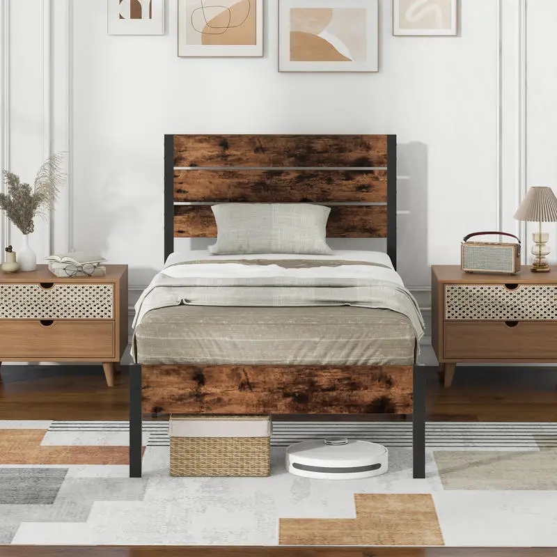 Full/King/Queen/Twin Size Bed Frame with High Headboard and Mute Bar-Twin Size
Full/King/Queen/Twin Size Bed Frame with High Headboard and Mute Bar-Twin Size