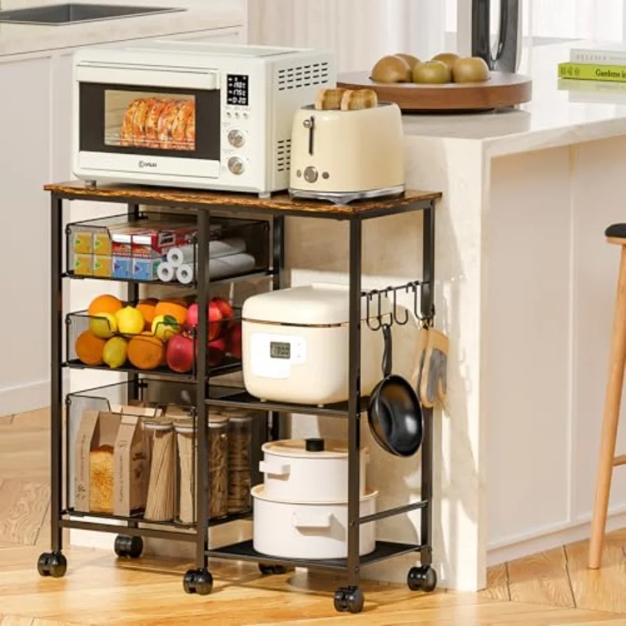 Кухонная тележка с полкой для хранения - Органайзер и тележка для хранения на кухне, 3-ярусная тележка для микроволновки с выдвижными ящиками, деревянная столешница, металлический каркас
Кухонная тележка с полкой для хранения - Органайзер и тележка для хранения на кухне, 3-ярусная тележка для микроволновки с выдвижными ящиками, деревянная столешница, металлический каркас