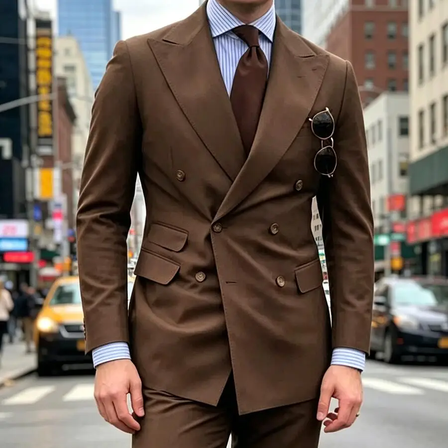 Latest Smart Coffee Men's Suits Double Breasted 2 Piece Jacket Pants Male Clothing Slim Fit Formal Business Banquet Blazers Sets
Latest Smart Coffee Men's Suits Double Breasted 2 Piece Jacket Pants Male Clothing Slim Fit Formal Business Banquet Blazers Sets