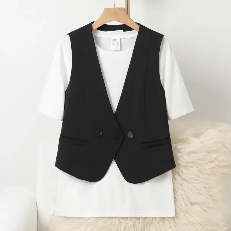 Lady V-neck Lined Cardigan Waistcoat Coat Women Short Blazer Sleeveless Top Spring Autumn Female Small Suit Vest Jacket
Lady V-neck Lined Cardigan Waistcoat Coat Women Short Blazer Sleeveless Top Spring Autumn Female Small Suit Vest Jacket 