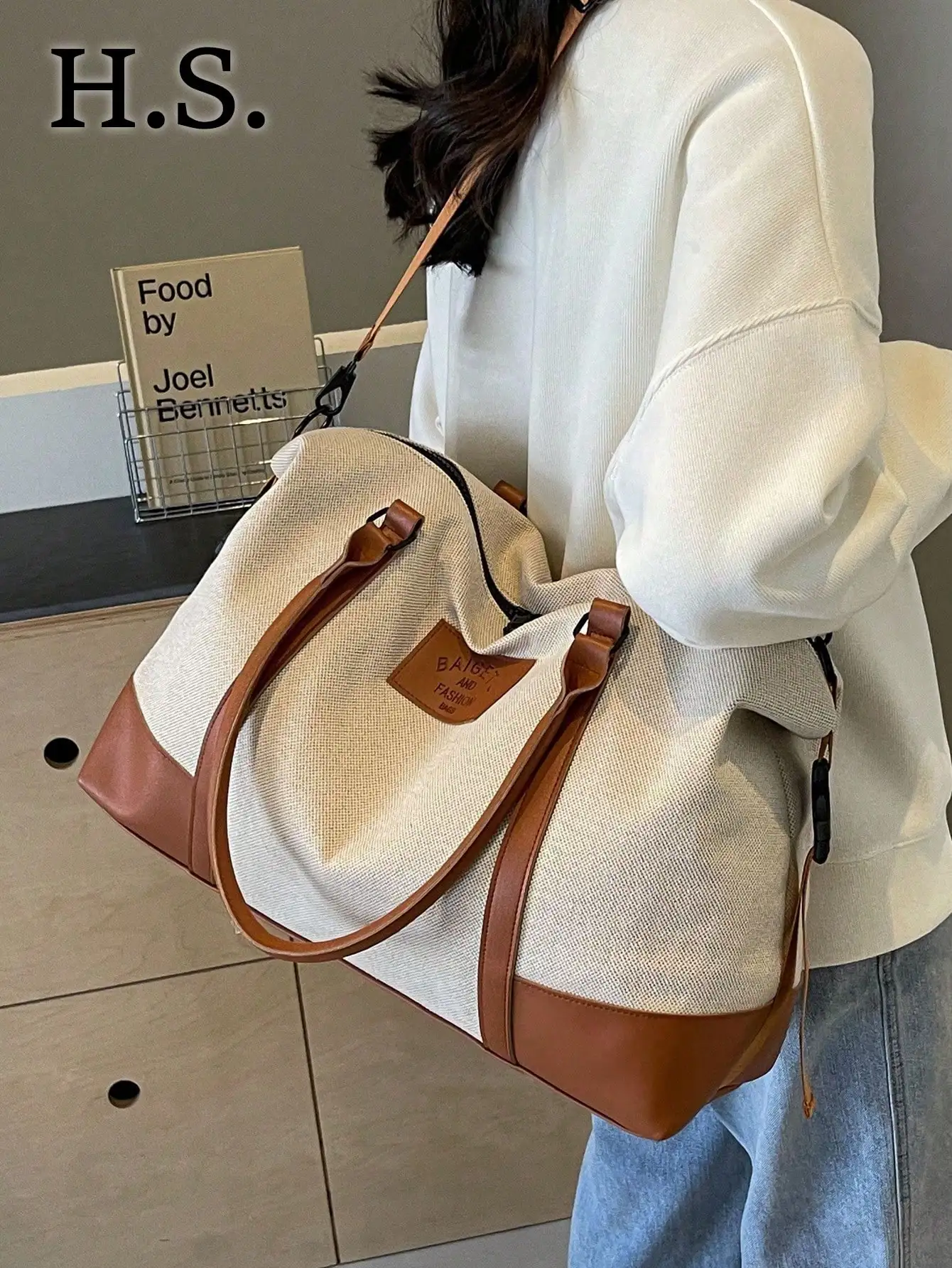 Fashionable Color Block Large Capacity Handbag Shoulder Bag Casual Tote Bag For Short Trip Travel Gym Versatile Zipper Closure Retro Travel Bag For Women
Fashionable Color Block Large Capacity Handbag Shoulder Bag Casual Tote Bag For Short Trip Travel Gym Versatile Zipper Closure Retro Travel Bag For Women