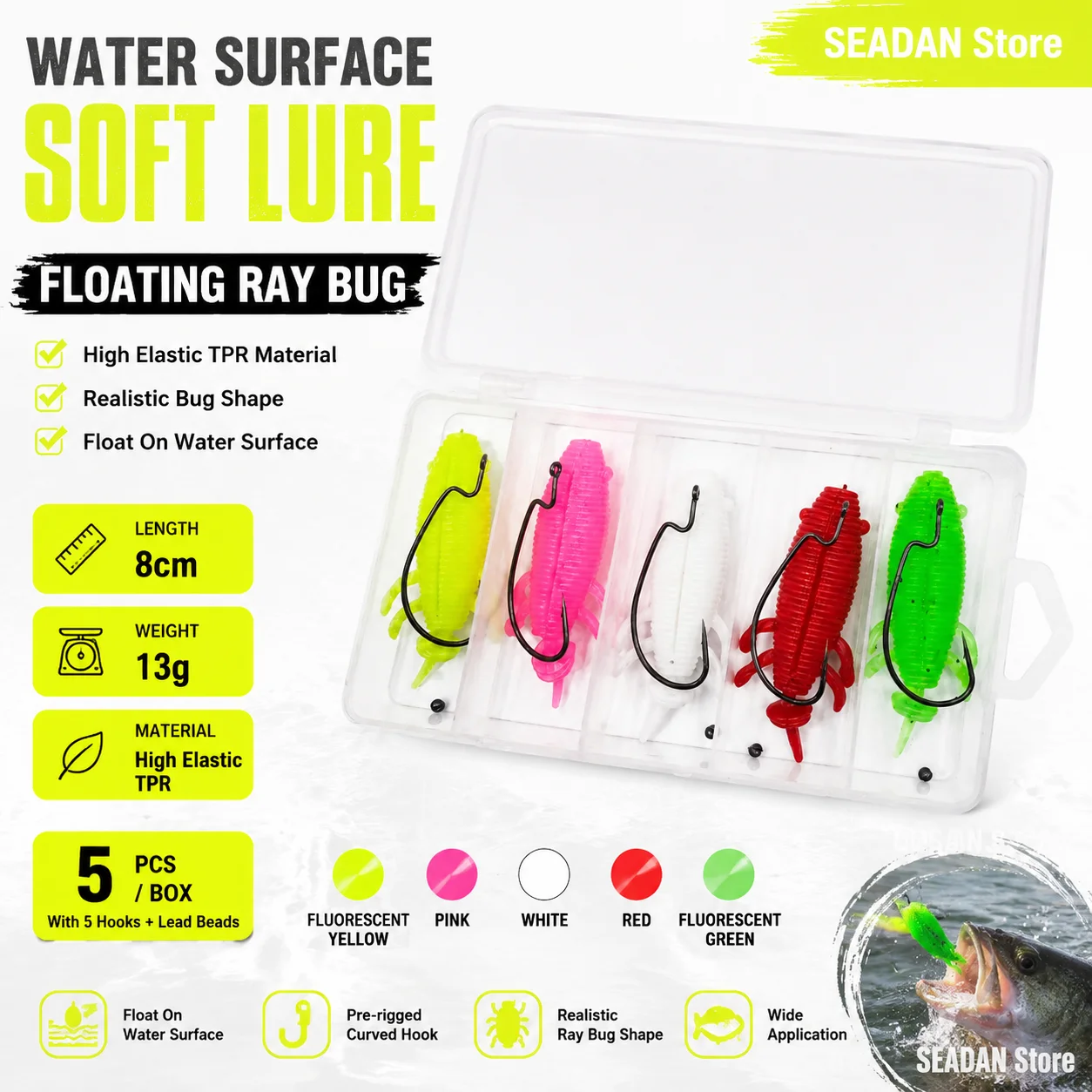 Topwater Floating Worm Soft Lure 8cm 13g High Elastic TPR Anti Grass Bait With Crank Hook Bead For Snakehead Bass Lure Fishing
Topwater Floating Worm Soft Lure 8cm 13g High Elastic TPR Anti Grass Bait With Crank Hook Bead For Snakehead Bass Lure Fishing