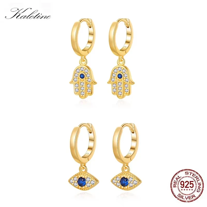 KALETINE Evil Eye Earrings 925 Sterling Silver Lovely Blue Eyes Clear Zircon Crystal Hamsa Hand Hoop Earring For Women Jewelry
KALETINE Evil Eye Earrings 925 Sterling Silver Lovely Blue Eyes Clear Zircon Crystal Hamsa Hand Hoop Earring For Women Jewelry
