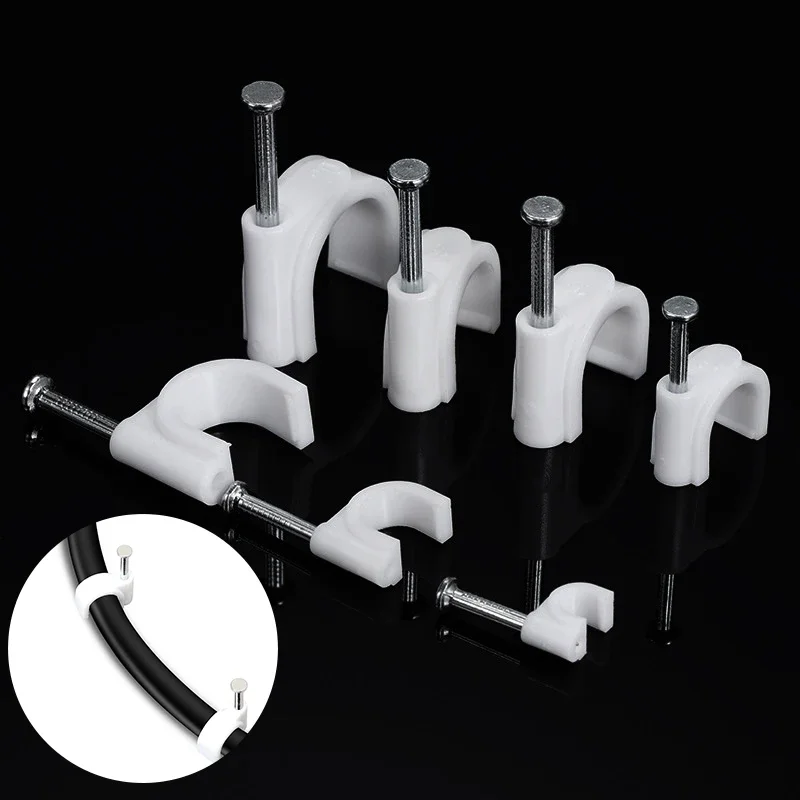 100PCS Round Cable Clips 4~16 mm C Shaped Management Nylon Carbon Steel Nails Line Cord Tie Circle Wire Wall Holder
100PCS Round Cable Clips 4~16 mm C Shaped Management Nylon Carbon Steel Nails Line Cord Tie Circle Wire Wall Holder