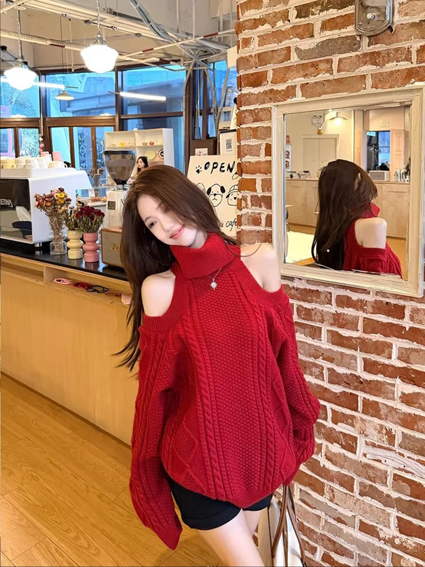 Christmas Theme Red Knitted Slim Fit Women's Sweater Shoulder Bared Casual High End Feeling Fashionable Winter Knitwear
Christmas Theme Red Knitted Slim Fit Women's Sweater Shoulder Bared Casual High End Feeling Fashionable Winter Knitwear