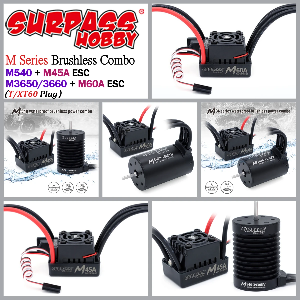 SURPASS HOBBY M540/3650/3660 Waterproof Brushless Motor w/M45A/60A ESC M Series Combo for 1/10 1/12 RC Car Crawler Truck Buggy
SURPASS HOBBY M540/3650/3660 Waterproof Brushless Motor w/M45A/60A ESC M Series Combo for 1/10 1/12 RC Car Crawler Truck Buggy