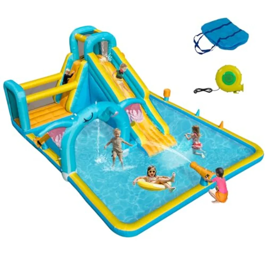 Inflatable Water Slide for Elephant Theme Backyard Water Park Summer with Large Pool Long Slides Climbing Wall 2 Water Cannon 2
Inflatable Water Slide for Elephant Theme Backyard Water Park Summer with Large Pool Long Slides Climbing Wall 2 Water Cannon 2