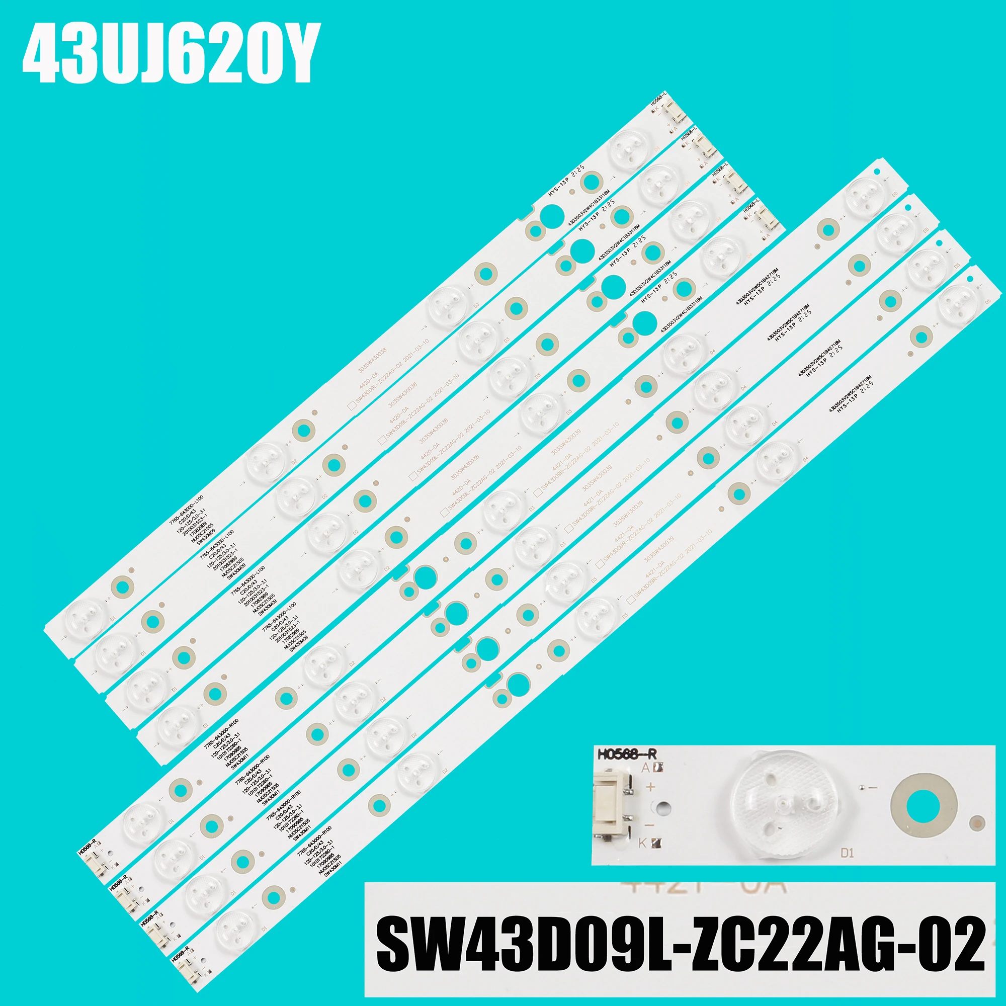 LED Backlight Strip For 43"TV 43UG620V CRH-A4330300104L6CNRev1.0 CRH-A4330300105R6CNRev1.0 43UJ620V SW43D09L-ZC22AG-02
LED Backlight Strip For 43"TV 43UG620V CRH-A4330300104L6CNRev1.0 CRH-A4330300105R6CNRev1.0 43UJ620V SW43D09L-ZC22AG-02