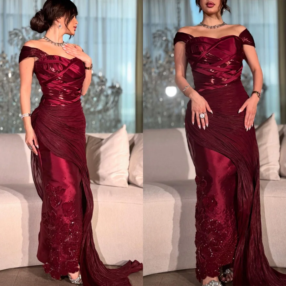 Customized Exquisite Burgundy Satin Evening Dress Classic Off the Shoulder Sleeveless Homecoming Dresses Luxury Prom Dress
Customized Exquisite Burgundy Satin Evening Dress Classic Off the Shoulder Sleeveless Homecoming Dresses Luxury Prom Dress