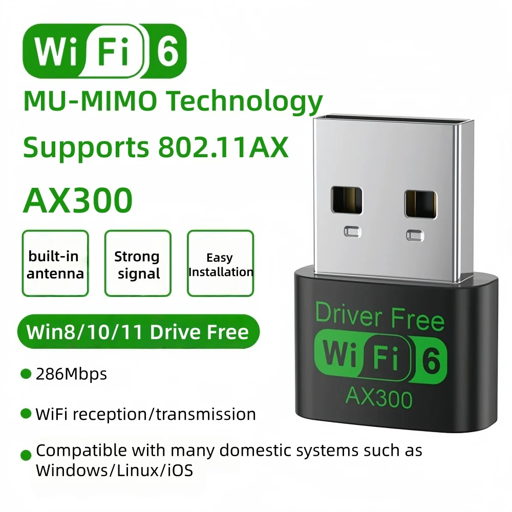 AX300 WIFI6 Новый мини-USB-адаптер 2,4G 802.11AX Беспроводной ключ шифрования Бесплатная беспроводная сетевая карта для Win7/10/11, Linux
AX300 WIFI6 Новый мини-USB-адаптер 2,4G 802.11AX Беспроводной ключ шифрования Бесплатная беспроводная сетевая карта для Win7/10/11, Linux