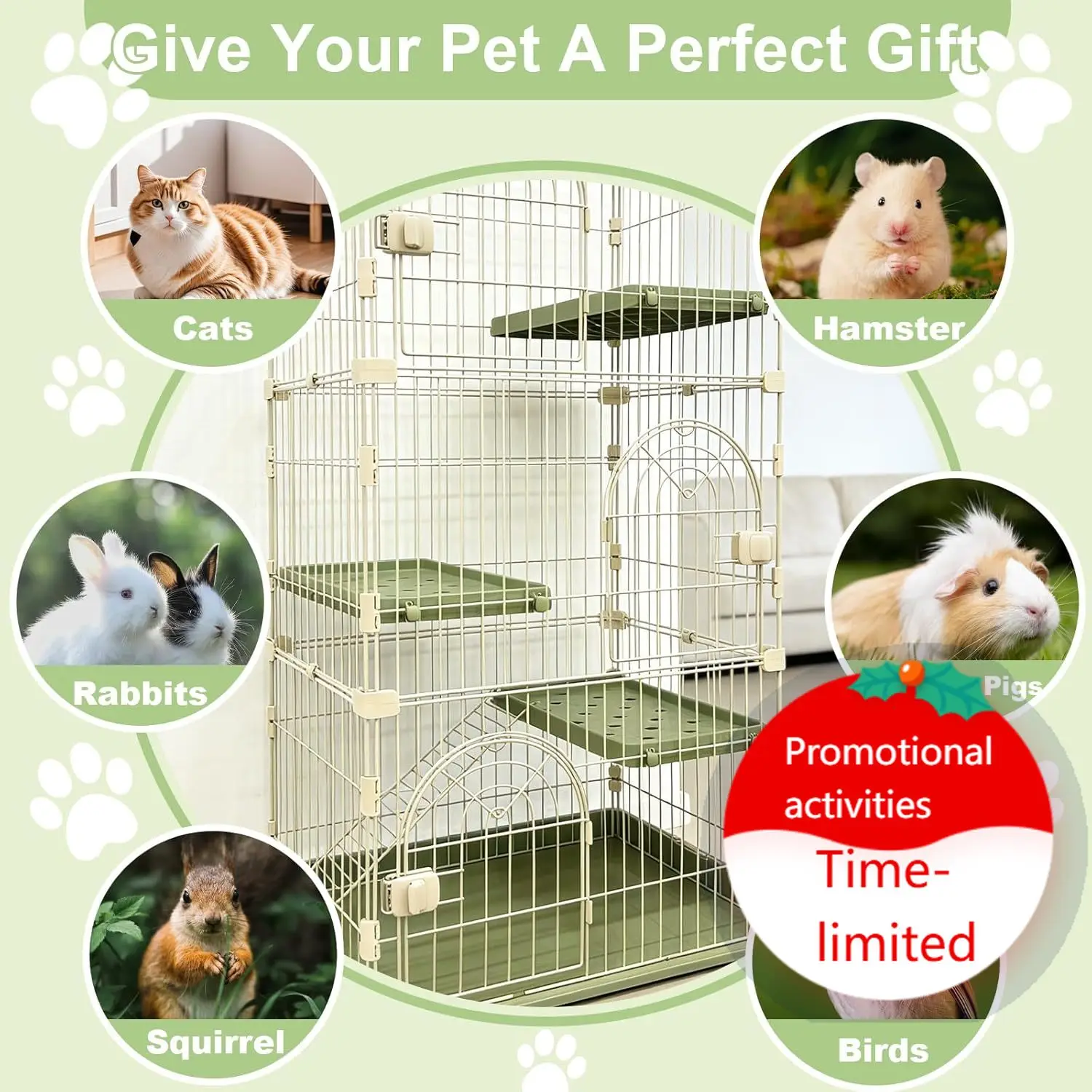 Large 3-Tier Cat Cage Indoor, DIY Catio & Outdoor Cat Enclosure Playpen, Sturdy Multi-Level Cat Crate Kennel with Escape-Proof S
Large 3-Tier Cat Cage Indoor, DIY Catio & Outdoor Cat Enclosure Playpen, Sturdy Multi-Level Cat Crate Kennel with Escape-Proof S