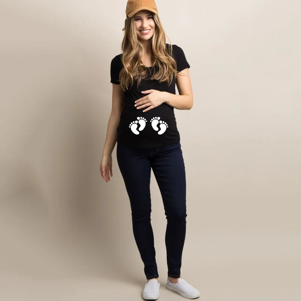 Twins Footprint Maternity Plus Size Tees Tops Summer Pregnant Maternity T-Shirt Short Sleeve Casual Pregnancy Funny Clothing
Twins Footprint Maternity Plus Size Tees Tops Summer Pregnant Maternity T-Shirt Short Sleeve Casual Pregnancy Funny Clothing