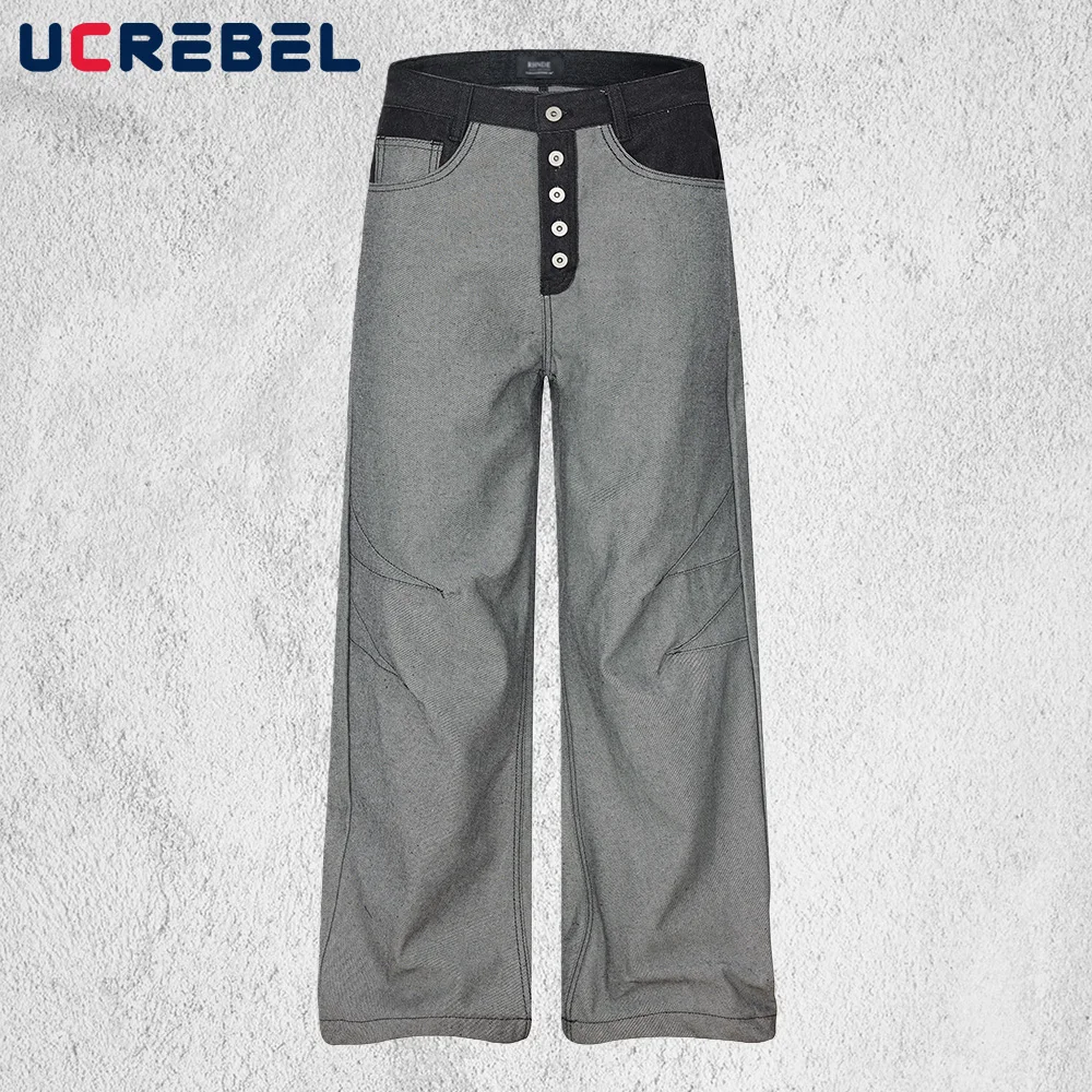 Contrast Paneled Jeans Mens Topstitch Retro Washed Distressed High Street Straight Wide Leg Baggy Denim Pants Man
Contrast Paneled Jeans Mens Topstitch Retro Washed Distressed High Street Straight Wide Leg Baggy Denim Pants Man