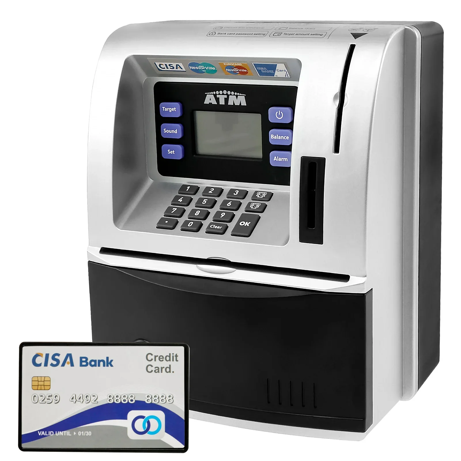 ATM Piggy Bank Convenient Kids ATM Machine Safe Talking ATM Piggy Banks Upgraded Digital Electronic Savings Safe Machine Box 
ATM Piggy Bank Convenient Kids ATM Machine Safe Talking ATM Piggy Banks Upgraded Digital Electronic Savings Safe Machine Box