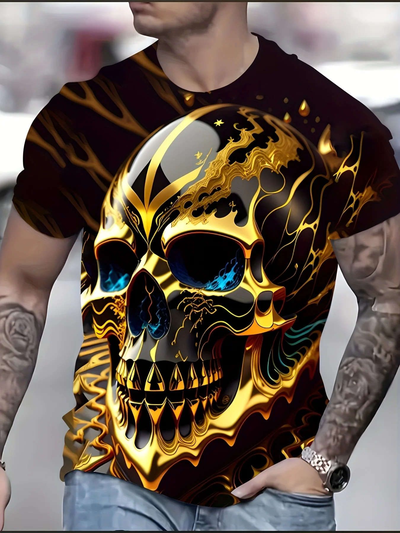 Men's Short Sleeve Tee 3D Skull Print Tops Crew Neck T-Shirts Summer Oversized T-Shirt Hip Hop T-Shirts for Men Luxury T-Shirt
Men's Short Sleeve Tee 3D Skull Print Tops Crew Neck T-Shirts Summer Oversized T-Shirt Hip Hop T-Shirts for Men Luxury T-Shirt