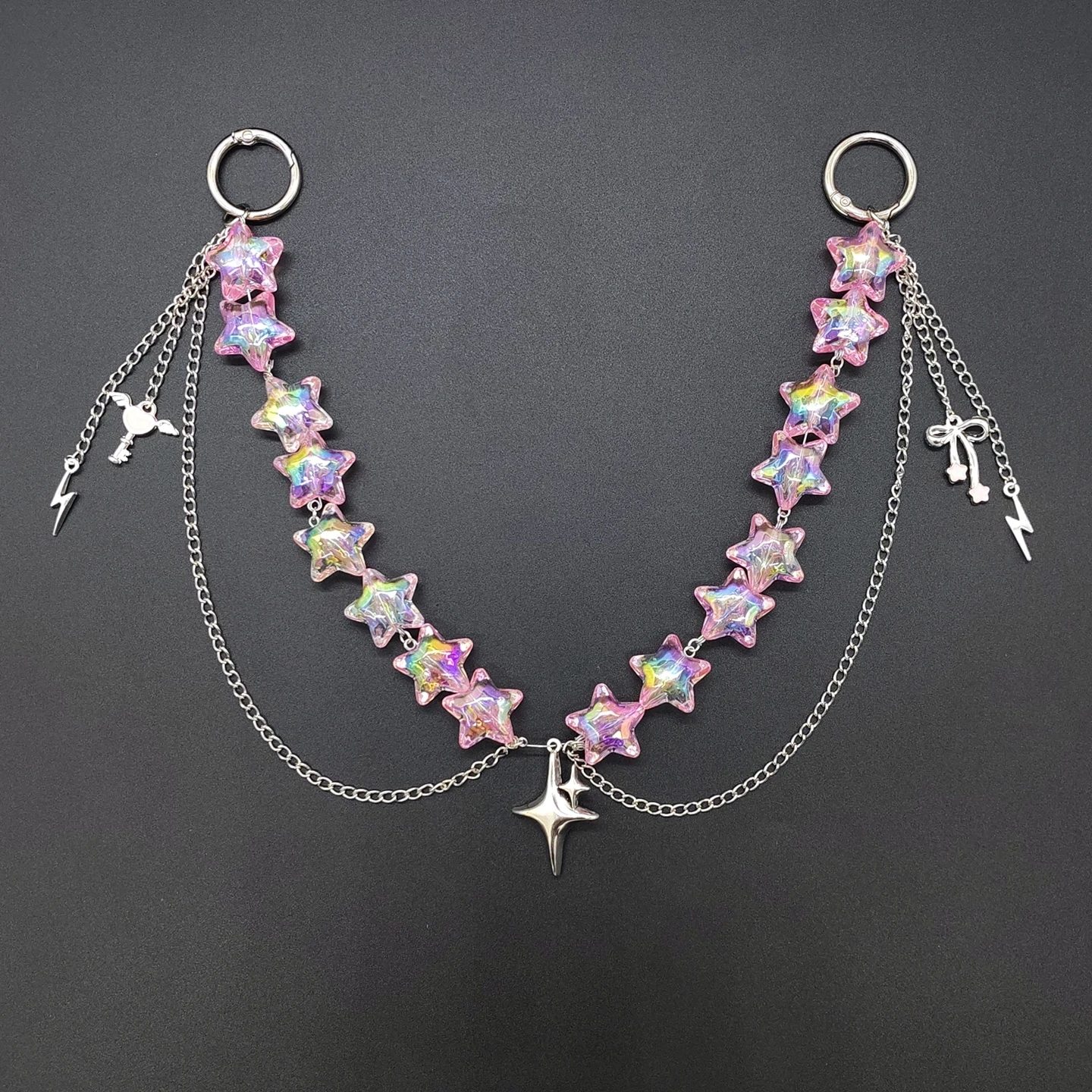 Iridescent Detachable ITA Bag Double Chain Star Heart Pendant DIY Bag Decorative Chain Pain Bag Charm Fashion Waist Chain
Iridescent Detachable ITA Bag Double Chain Star Heart Pendant DIY Bag Decorative Chain Pain Bag Charm Fashion Waist Chain
