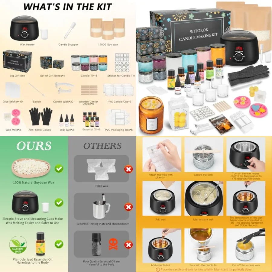 Candle Making Kit, Scented Candles Making Kit Supplies with Digital Soy Wax Melt Warmer Candle Making Complete Kit for Adults B
Candle Making Kit, Scented Candles Making Kit Supplies with Digital Soy Wax Melt Warmer Candle Making Complete Kit for Adults B