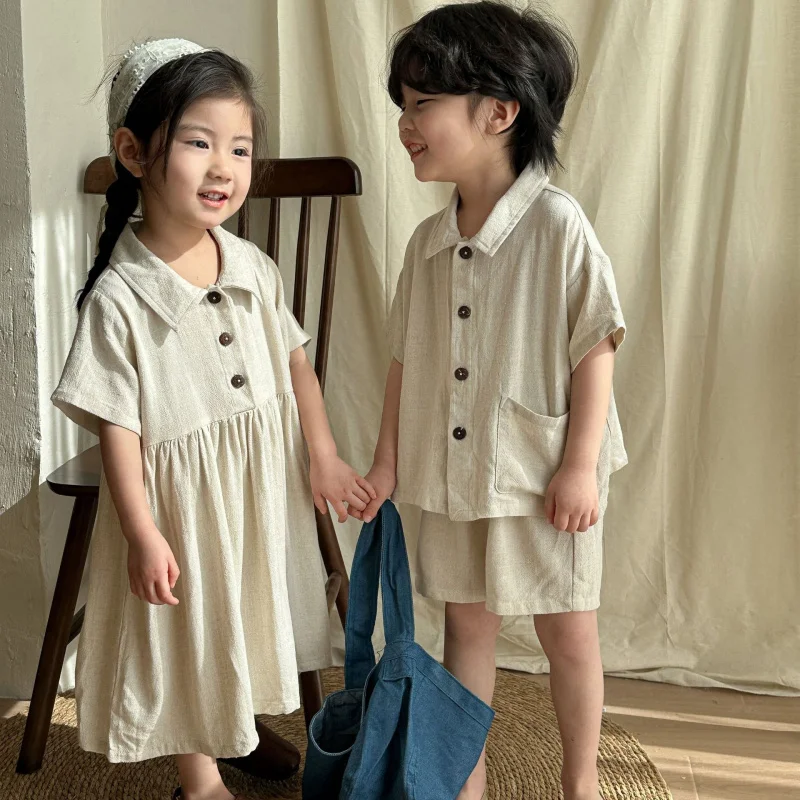 Children's Summer Outfit Boys' Linen Short Sleeve2026New baby summer outfits, girls' dresses, sister and brother matching outfit
Children's Summer Outfit Boys' Linen Short Sleeve2026New baby summer outfits, girls' dresses, sister and brother matching outfit