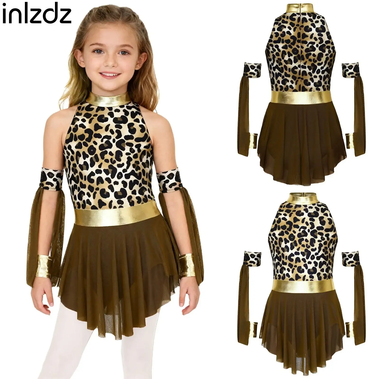 Girls Halloween Prehistoric Cave Cosplay Costume Leopard Print Metallic Gloss Sleeveless Dress+Matched Oversleeves Party Costume
Girls Halloween Prehistoric Cave Cosplay Costume Leopard Print Metallic Gloss Sleeveless Dress+Matched Oversleeves Party Costume