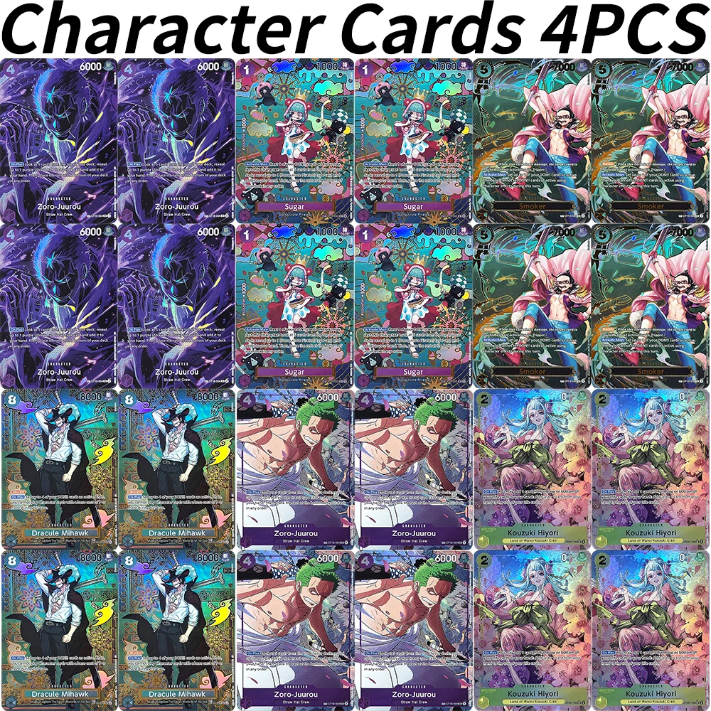One Piece DIY4Pcs Character Card Kouzuki Hiyori Sugar Zoro-Juurou Dracule Mihawk GameCollectible Foil Texture Card High quality
One Piece DIY4Pcs Character Card Kouzuki Hiyori Sugar Zoro-Juurou Dracule Mihawk GameCollectible Foil Texture Card High quality