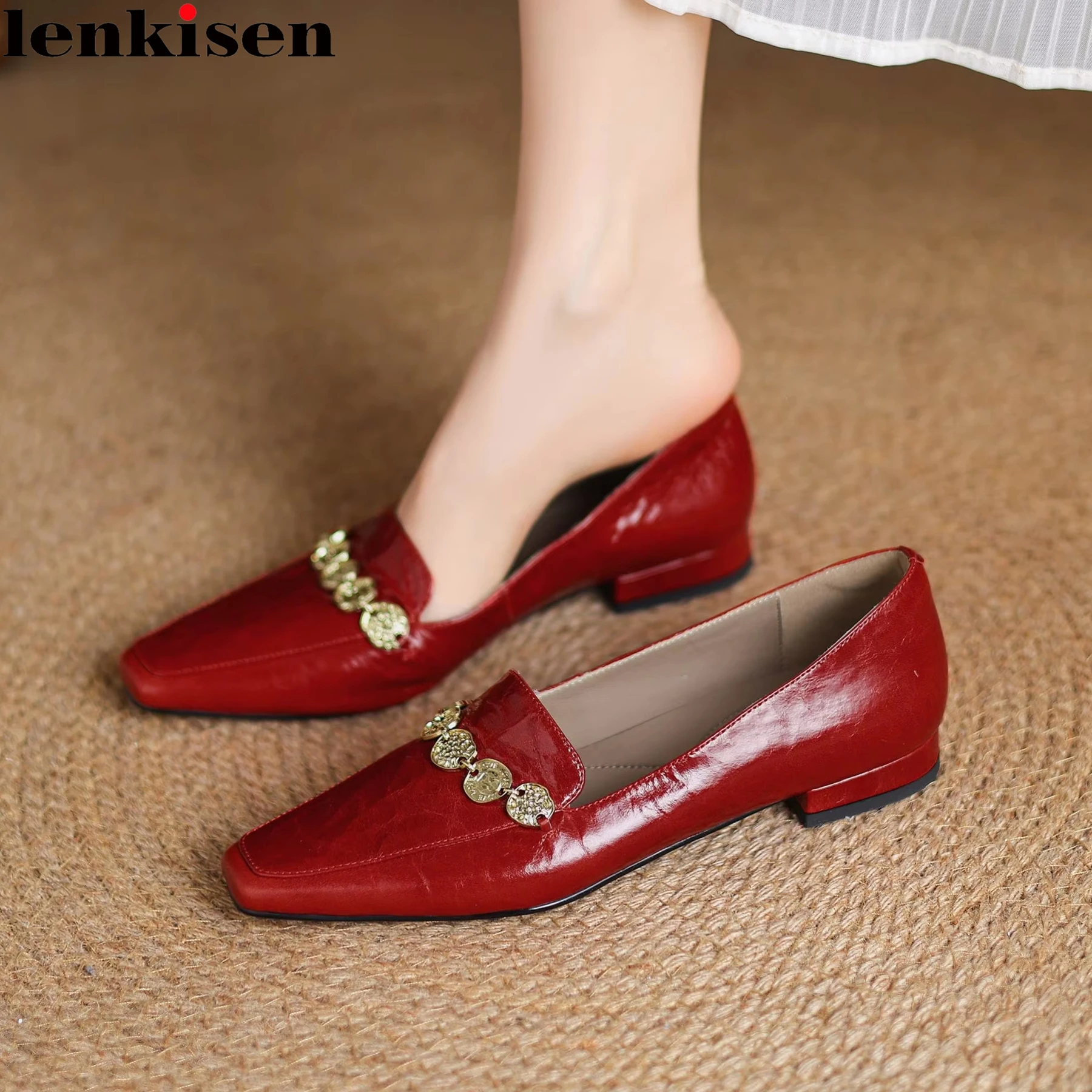 Lenkisen Genuine Leather Square Toe Chunky Heels Summer Red Dating Shoes Office Lady Shallow Loafers Casual Leopard Women Pumps
Lenkisen Genuine Leather Square Toe Chunky Heels Summer Red Dating Shoes Office Lady Shallow Loafers Casual Leopard Women Pumps