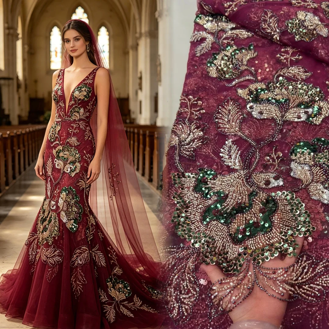 African Heavy Beaded Lace Fabric Nigerian Embroidered Sequins Groom Wedding Party Dress Sewing High Quality 5 Yards 2026
African Heavy Beaded Lace Fabric Nigerian Embroidered Sequins Groom Wedding Party Dress Sewing High Quality 5 Yards 2026