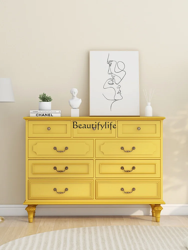 American Style Solid Wood Nine-Drawer Cabinet Living Room Light Luxury Storage Yellow Storage Cabinet
American Style Solid Wood Nine-Drawer Cabinet Living Room Light Luxury Storage Yellow Storage Cabinet