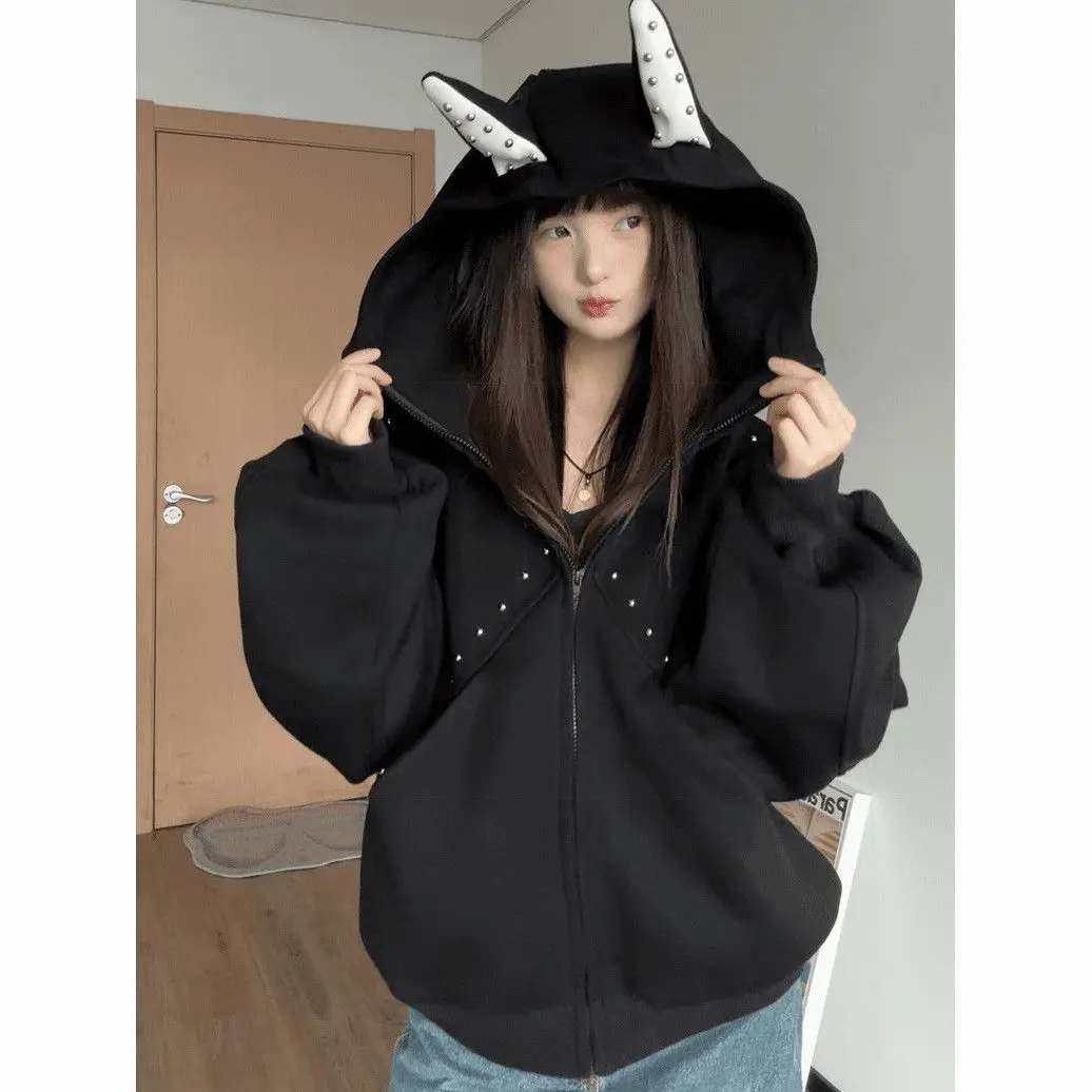 Women's Clothing Hooded Zipper Coat American Hip-Hop Cardigan Sweatshirt Autumn Winter Y2K Girls Loose Jacket Streetwear Trend
Women's Clothing Hooded Zipper Coat American Hip-Hop Cardigan Sweatshirt Autumn Winter Y2K Girls Loose Jacket Streetwear Trend