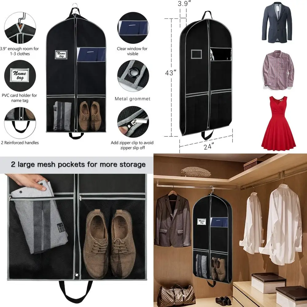 43 Travel & Storage Garment Bag Set - 2 Pockets, 2 Handles, Suit & Dress Protector
43 Travel & Storage Garment Bag Set - 2 Pockets, 2 Handles, Suit & Dress Protector