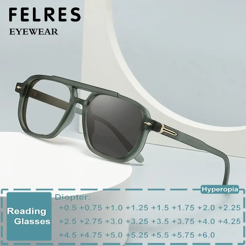 Brand Design Photochromic Gray Reading Glasses Men Women Fashion Square Presbyopic Eyewear Customized Prescription Glasses
Brand Design Photochromic Gray Reading Glasses Men Women Fashion Square Presbyopic Eyewear Customized Prescription Glasses