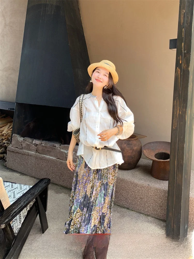 Женская летняя свободная блузка Ele из белого хлопка с вышивкой, с длинным рукавом, в стиле Lazy Sle, не мнется, омолаживающая, топ
Женская летняя свободная блузка Ele из белого хлопка с вышивкой, с длинным рукавом, в стиле Lazy Sle, не мнется, омолаживающая, топ