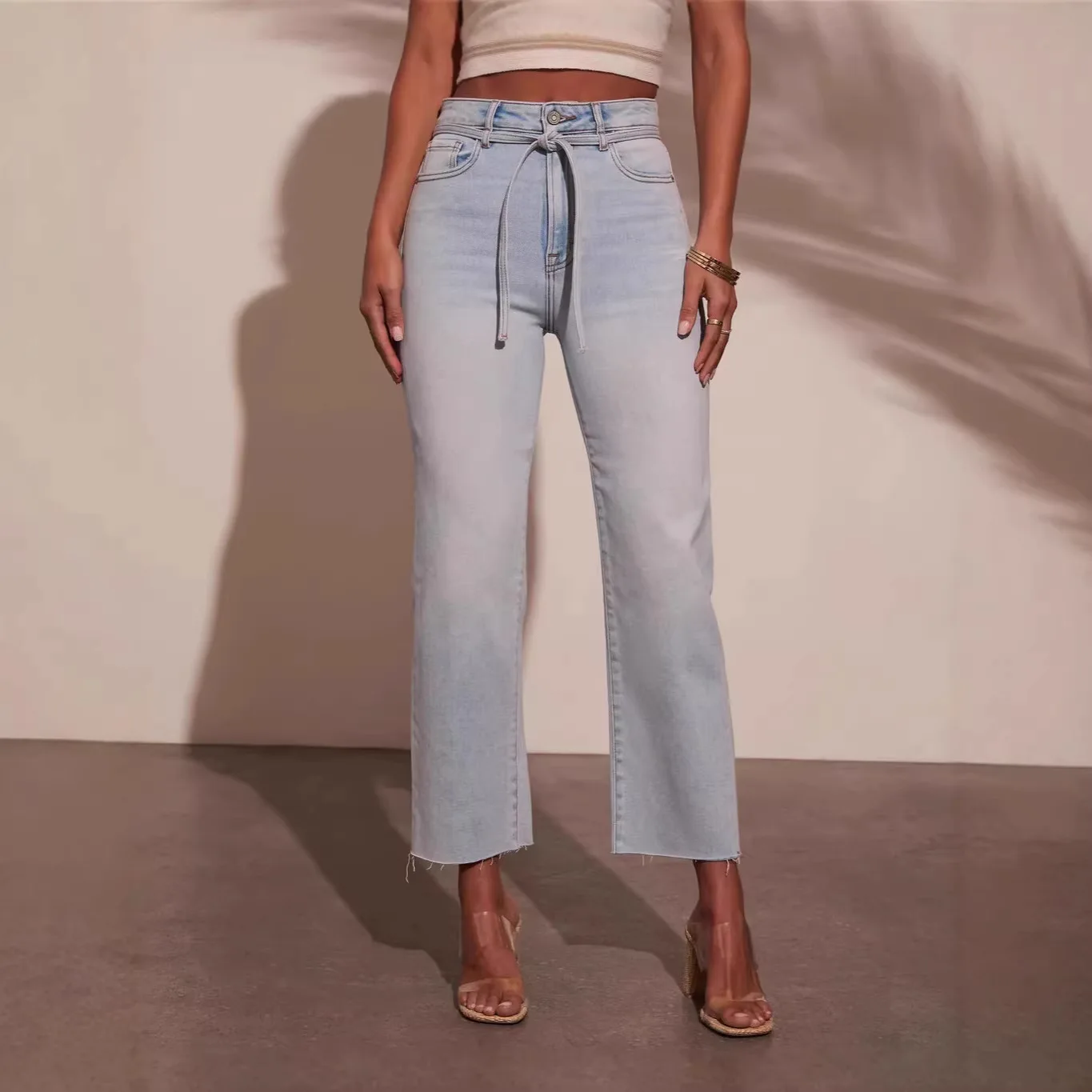 2026 Women's Fashion Casual High-Waisted Tie-Waist Washed Straight-Leg Jeans 8966
2026 Women's Fashion Casual High-Waisted Tie-Waist Washed Straight-Leg Jeans 8966
