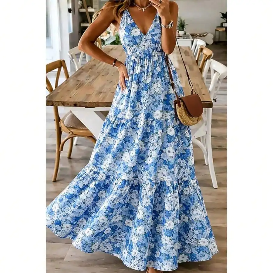 V Neck Floral Maxi Dress Spaghetti Strap Smocked Waist Tiered Ruffle Flowy
V Neck Floral Maxi Dress Spaghetti Strap Smocked Waist Tiered Ruffle Flowy
