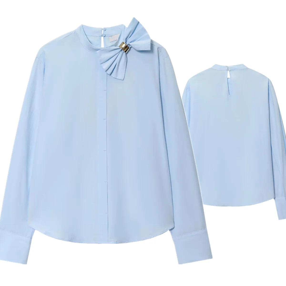 Maxdutti Fashion Elegant Shirts & Blouses Tops Women's Poplin Shirt With Bowknot Decoration Light Blue Women's Clothes Shirts
Maxdutti Fashion Elegant Shirts & Blouses Tops Women's Poplin Shirt With Bowknot Decoration Light Blue Women's Clothes Shirts