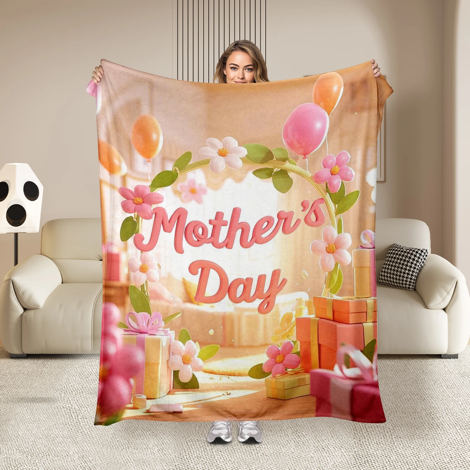 Flannel Blanket Prepared For Mother'S Day, Incorporating Flower Garland Elements As A Gift.
Flannel Blanket Prepared For Mother'S Day, Incorporating Flower Garland Elements As A Gift.