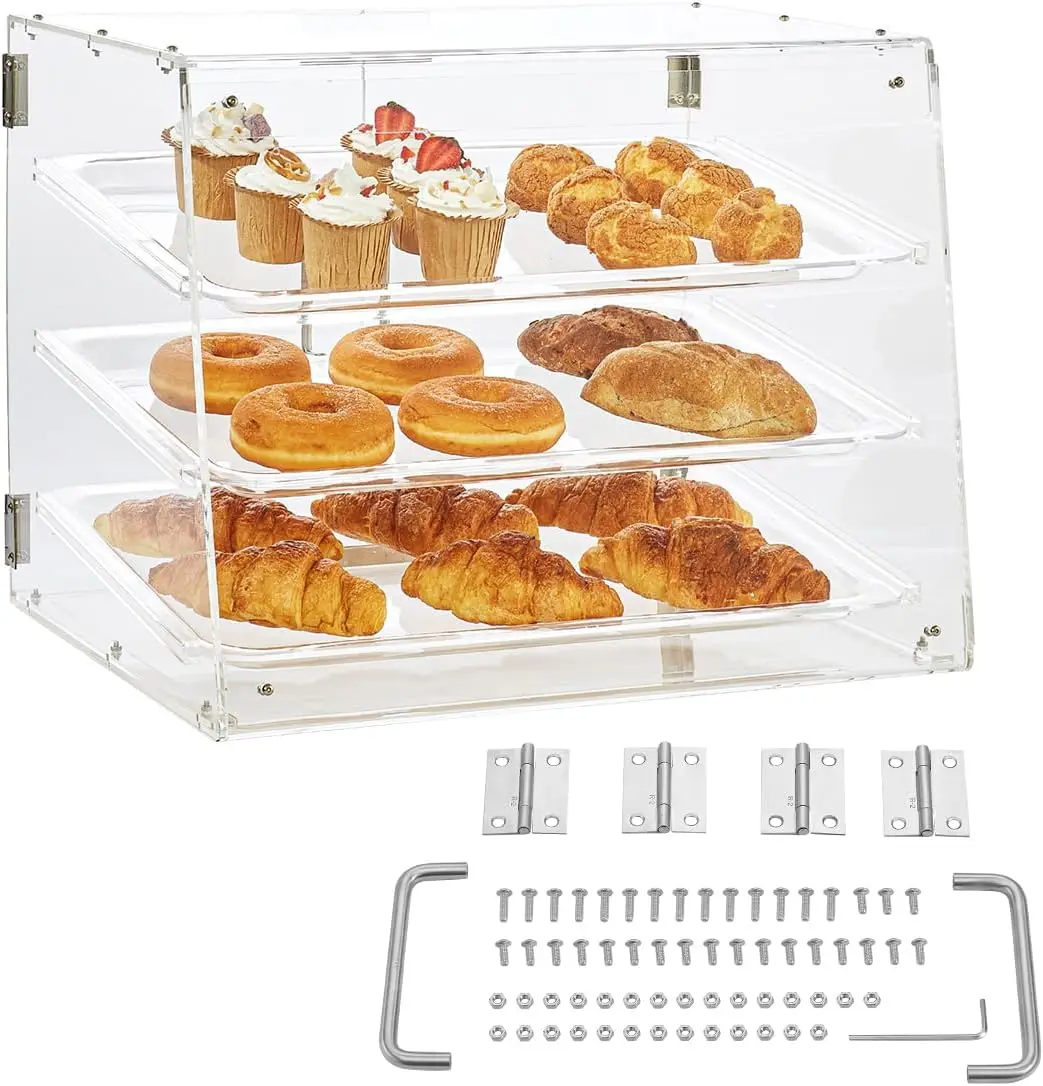 Pastry Display Case, 4mm Detachable Tray, Transparent Sturdy Versatile Bakery Display Case with Side Edge Fixing Structure
Pastry Display Case, 4mm Detachable Tray, Transparent Sturdy Versatile Bakery Display Case with Side Edge Fixing Structure