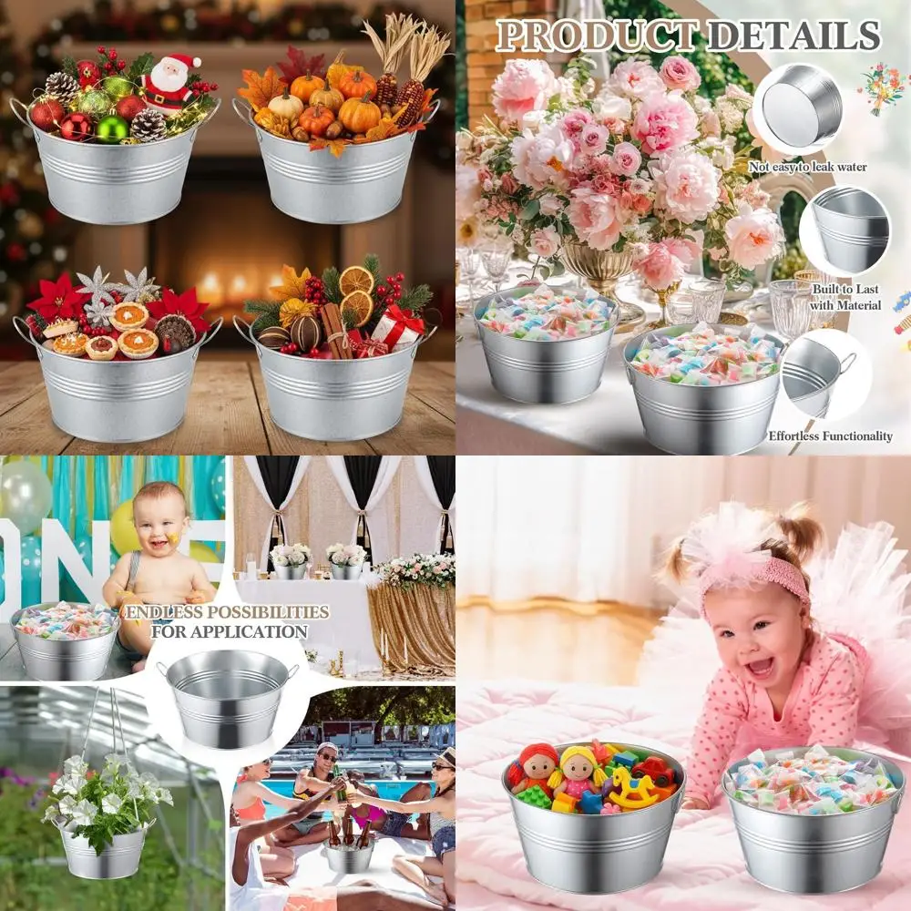 Set of 4 1-Gallon Galvanized Metal Christmas Buckets with Handles for Rustic Decor, Beverage Tubs, and Outdoor Planters
Set of 4 1-Gallon Galvanized Metal Christmas Buckets with Handles for Rustic Decor, Beverage Tubs, and Outdoor Planters