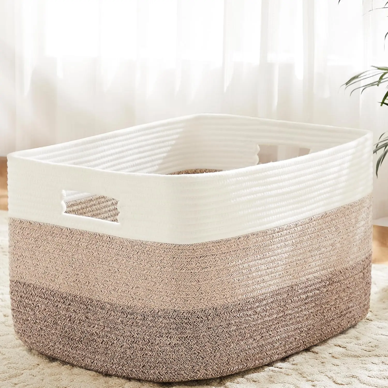Rectangle Woven Storage Basket for Laundry, Blankets, Toys, and Magazines in Nursery or Living Room
Rectangle Woven Storage Basket for Laundry, Blankets, Toys, and Magazines in Nursery or Living Room