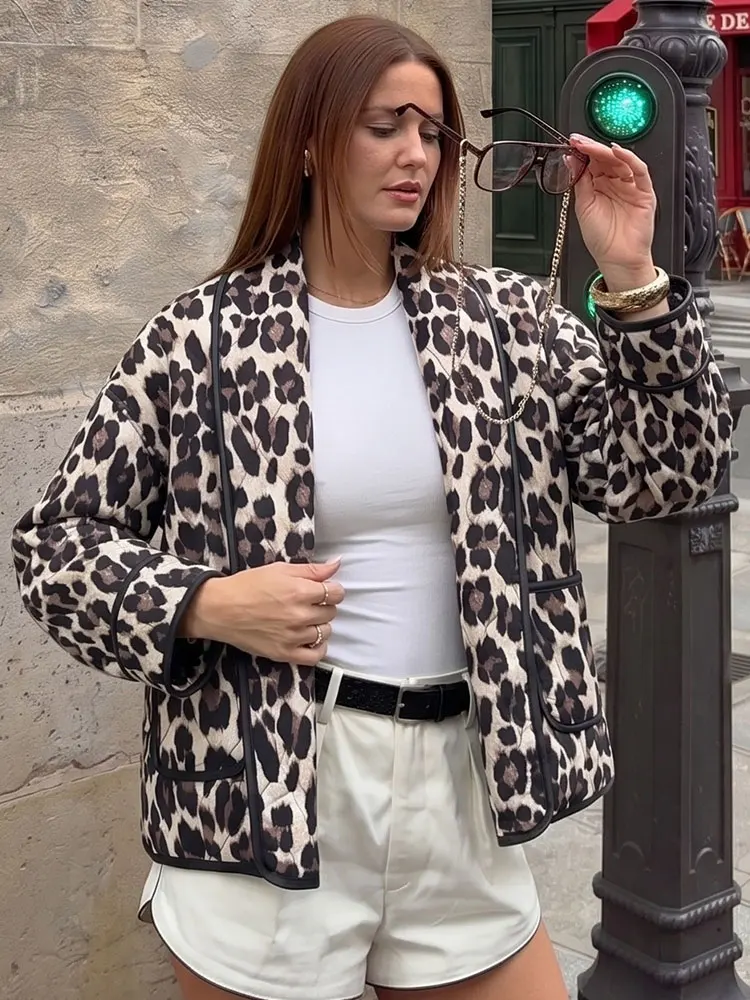 HH Womens Leopard Print Quilted Jacket Lapel Collar Open Front Pockets Loose Outerwear Casual Autumn Vacation Long Sleeve Coat
HH Womens Leopard Print Quilted Jacket Lapel Collar Open Front Pockets Loose Outerwear Casual Autumn Vacation Long Sleeve Coat