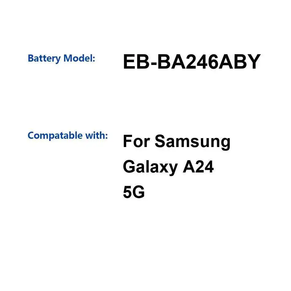 High Capacity Reliable Power EB-BA246ABY For Samsung Galaxy A24 5G Mobile Phone Battery 5000Mah
High Capacity Reliable Power EB-BA246ABY For Samsung Galaxy A24 5G Mobile Phone Battery 5000Mah