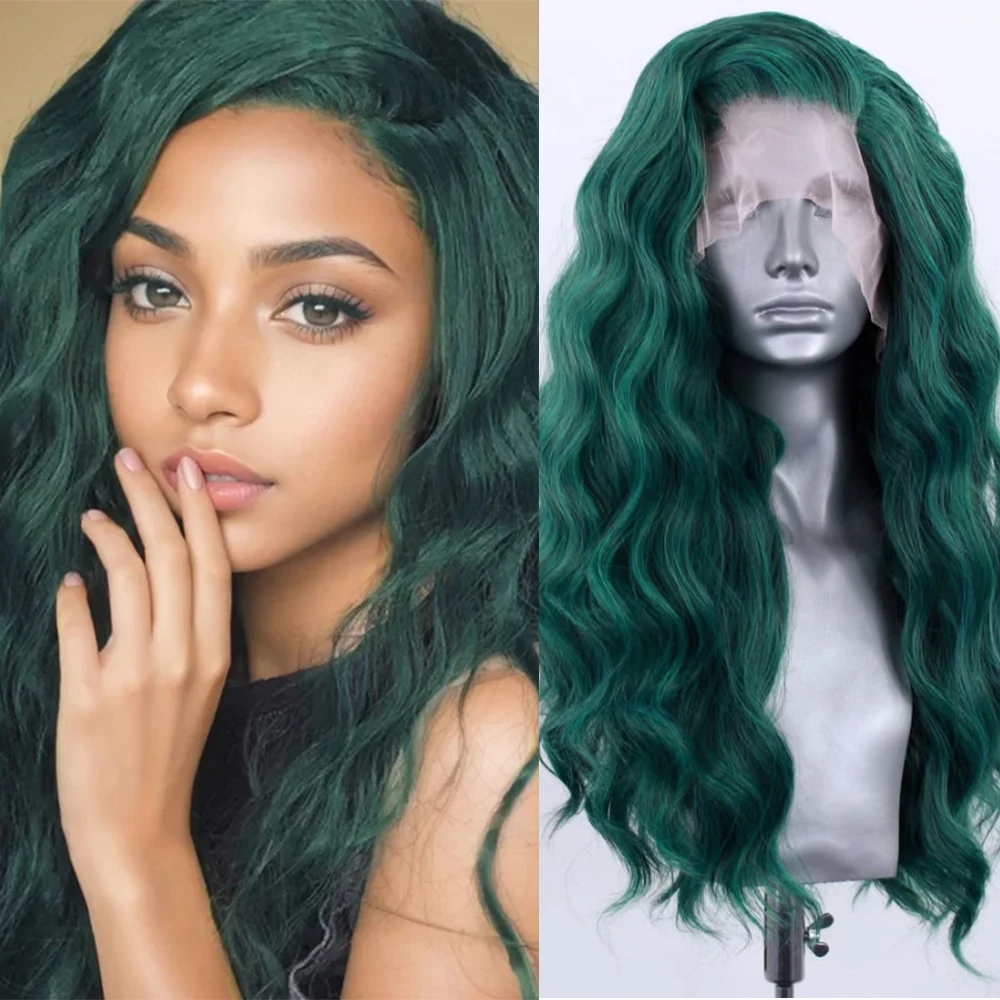 Dark Green Wig Long Curl Wig Synthetic Lace Front Wig Natural Wave Lace Wigs for Women Dailly Use Cosplay Loose Curly Wig Party
Dark Green Wig Long Curl Wig Synthetic Lace Front Wig Natural Wave Lace Wigs for Women Dailly Use Cosplay Loose Curly Wig Party
