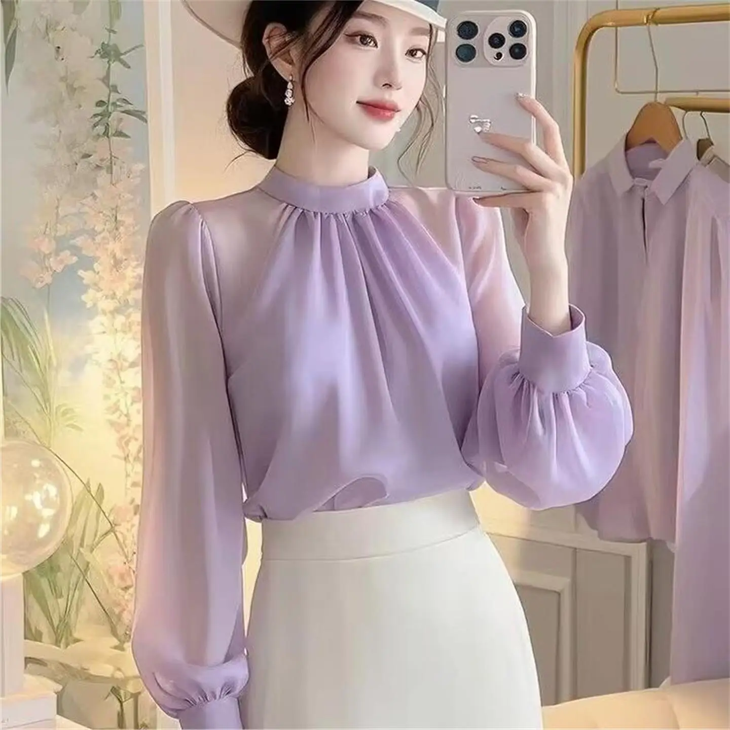 Ele Purple Long Sve шифоновый топ женский для поездок на работу модный корейский слей лето весна Новое поступление защита от солнца
Ele Purple Long Sve шифоновый топ женский для поездок на работу модный корейский слей лето весна Новое поступление защита от солнца