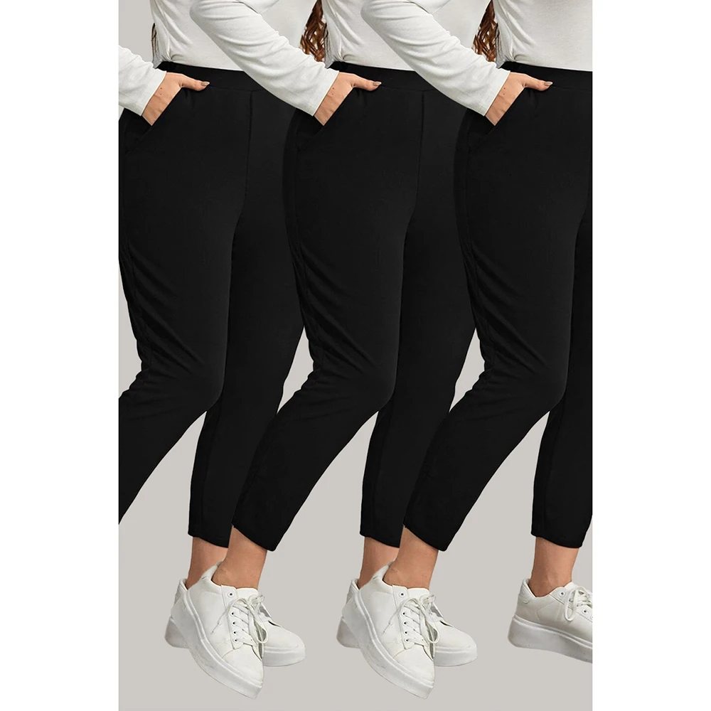 Women's Plus Size Stylish Slim Pocket Casual Pants Three-Piece Solid Daily Wear Summer Office Ladies Business Long Trousers Sets
Women's Plus Size Stylish Slim Pocket Casual Pants Three-Piece Solid Daily Wear Summer Office Ladies Business Long Trousers Sets