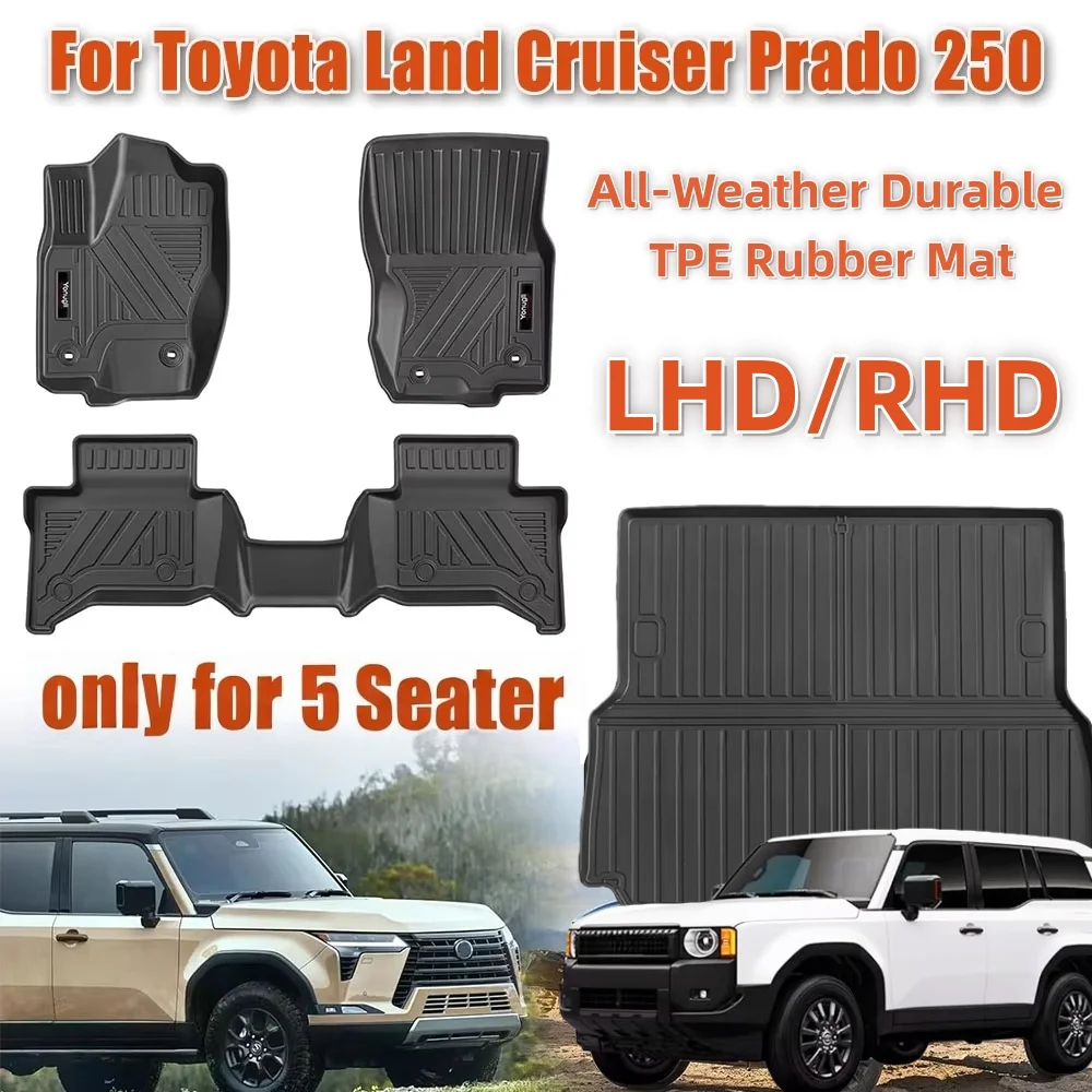 Floor Mats Cargo Liner for Toyota Land Cruiser Prado 250 LC250 for 5 Seat TPE All Weather Floor Liners Trunk Mat RHD/LHD
Floor Mats Cargo Liner for Toyota Land Cruiser Prado 250 LC250 for 5 Seat TPE All Weather Floor Liners Trunk Mat RHD/LHD