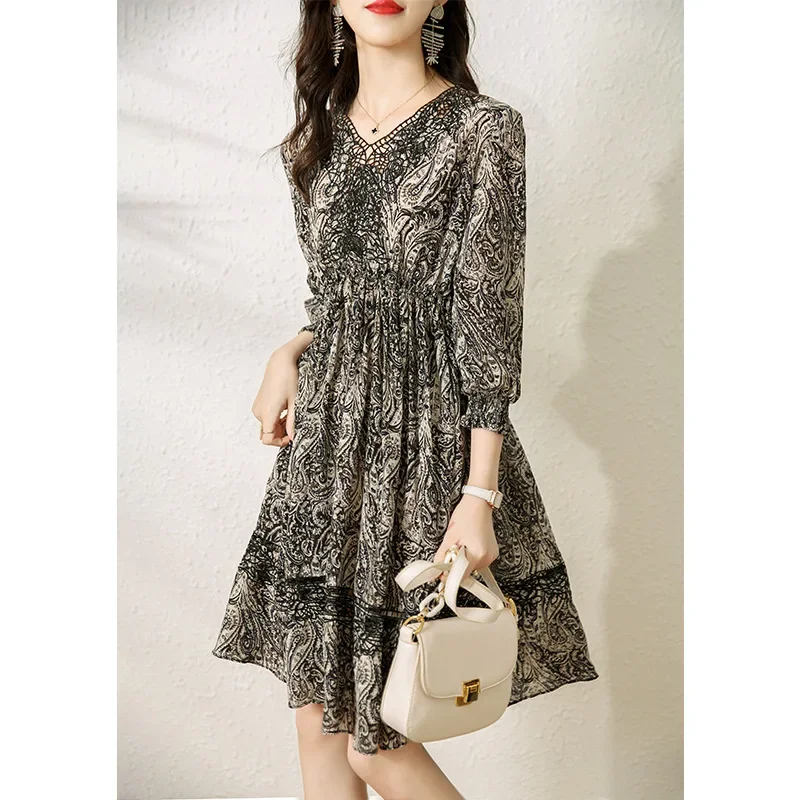 Natural Mulberry Silk Women's Casual Dresses Elegant Dresses High Quality Women Clothing Summer Dress New Vestidos Mujer 2024
Natural Mulberry Silk Women's Casual Dresses Elegant Dresses High Quality Women Clothing Summer Dress New Vestidos Mujer 2024