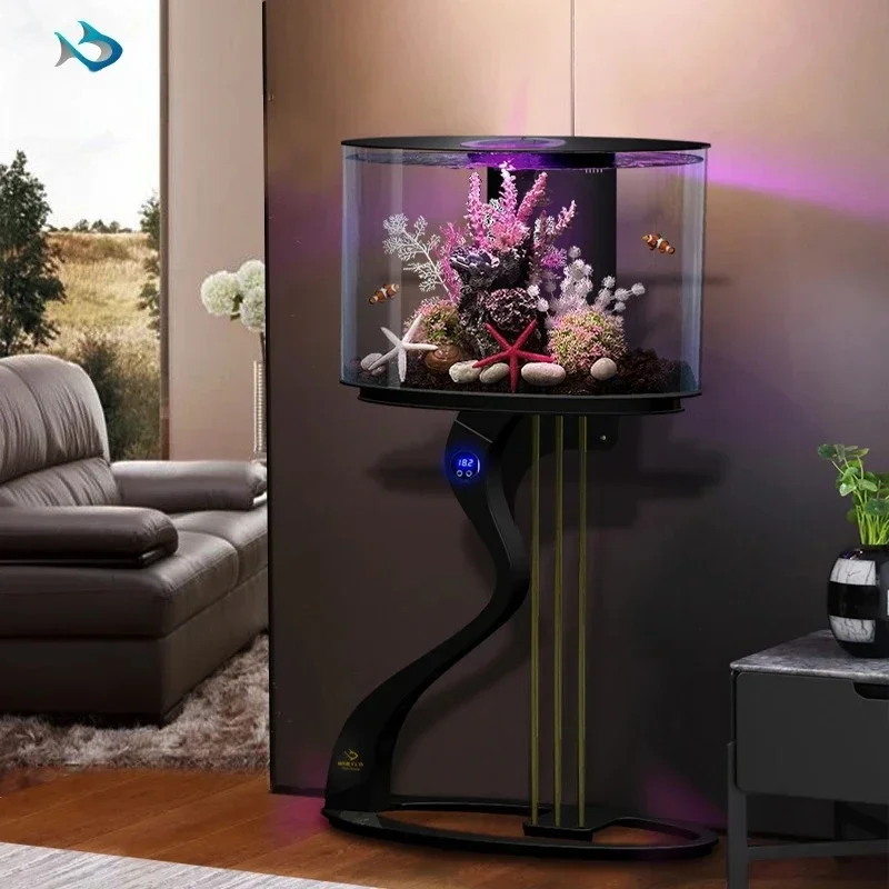 Fish tank, floor-standing ecological fish tank next to small TV cabinet
Fish tank, floor-standing ecological fish tank next to small TV cabinet