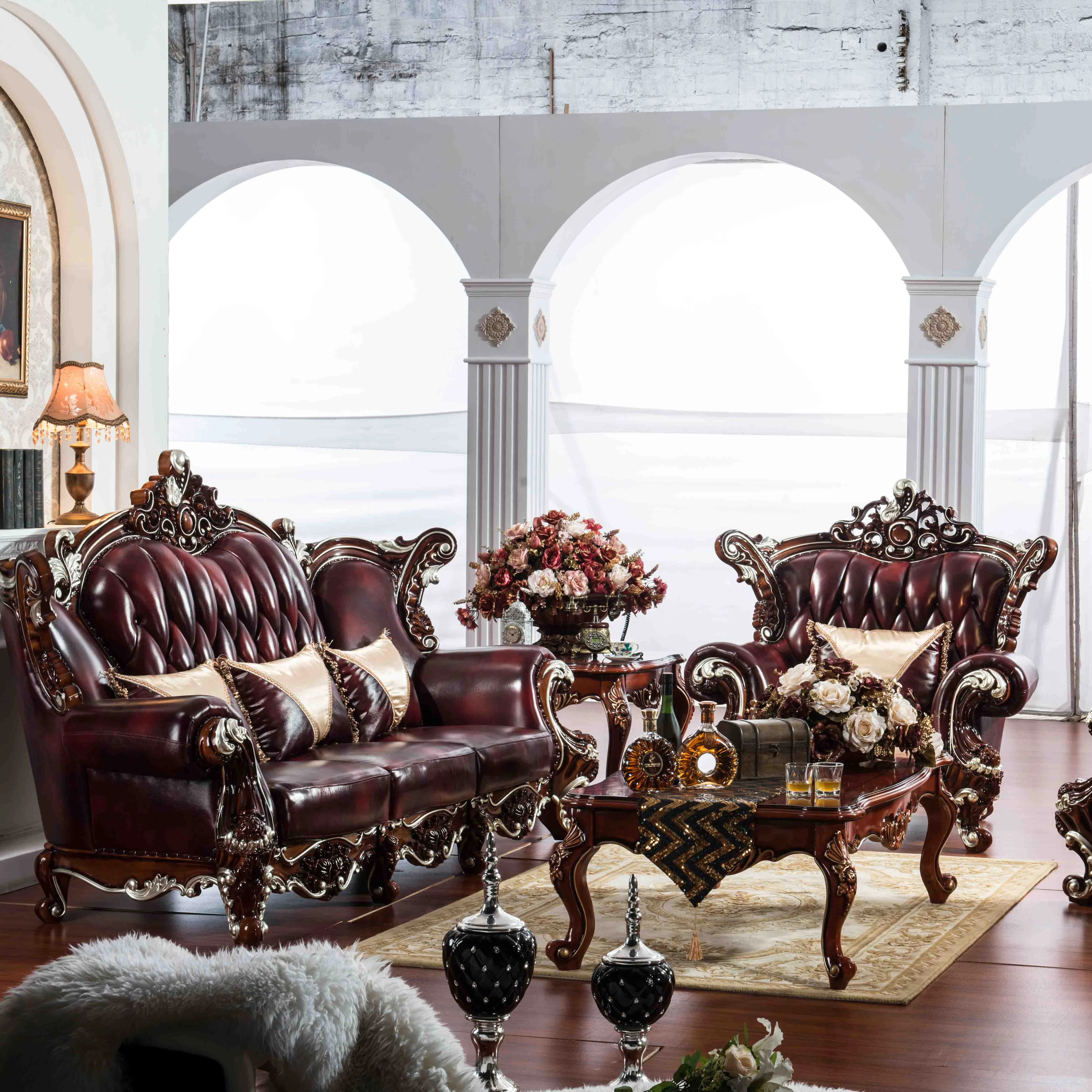 Royal leather new sofa set design 2022, home life furniture Arabian sofa antique wooden set European combination sofa
Royal leather new sofa set design 2022, home life furniture Arabian sofa antique wooden set European combination sofa